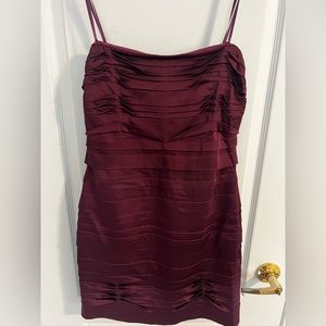 BCBG Mazazria burgundy bondage dress